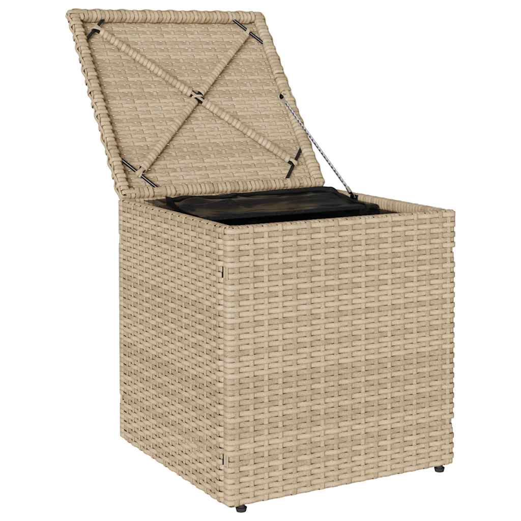 Gartenhocker mit Kissen 2 Stk. Beige 40x40x43 cm Poly Rattan