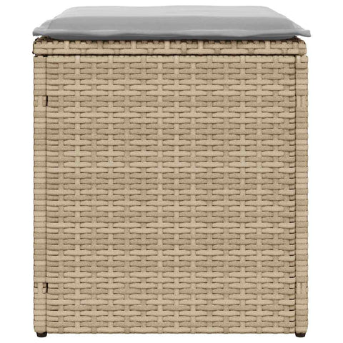 Gartenhocker mit Kissen 2 Stk. Beige 40x40x43 cm Poly Rattan