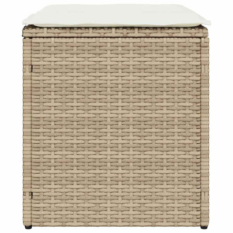 Gartenhocker mit Kissen 2 Stk. Beige 40x40x43 cm Poly Rattan