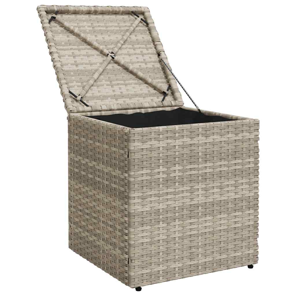 Gartenhocker mit Kissen 2 Stk. Hellgrau 40x40x43 cm Poly Rattan