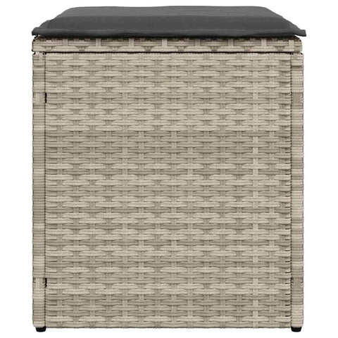 Gartenhocker mit Kissen 2 Stk. Hellgrau 40x40x43 cm Poly Rattan