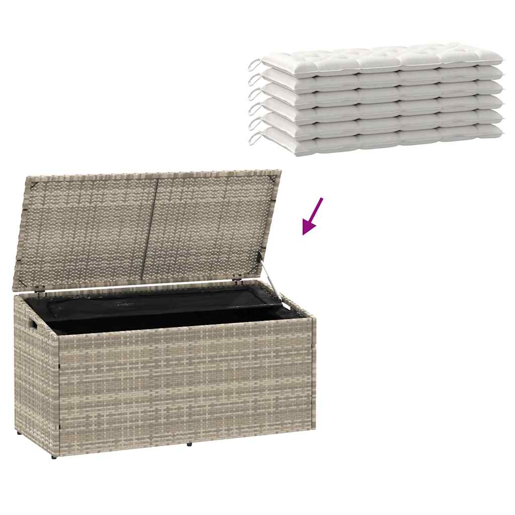 Garten-Auflagenbox Hellgrau 110x50x58 cm Poly Rattan