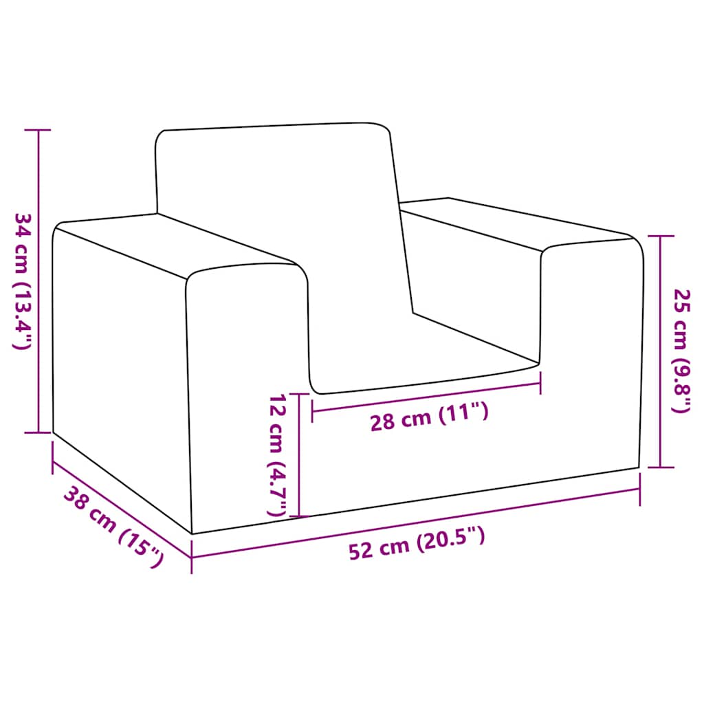 Kindersofa Anthrazit Weich Plüsch