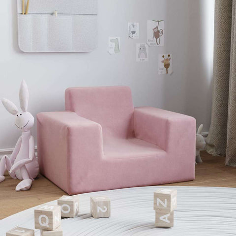 Kindersofa Rosa Weich Plüsch