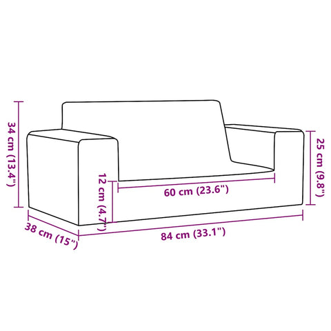 Kindersofa 2-Sitzer Creme Weich Plüsch