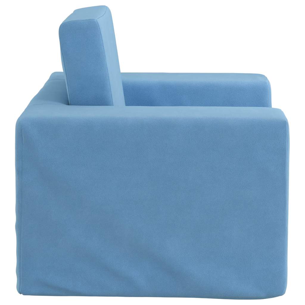 Schlafsofa für Kinder Blau Weicher Plüsch