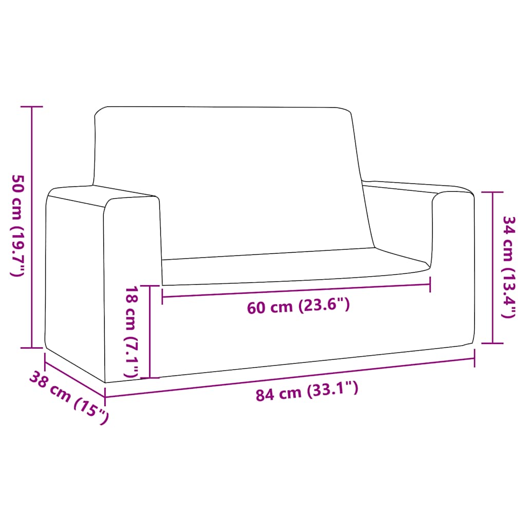 Kindersofa 2-Sitzer Rosa Weich Plüsch