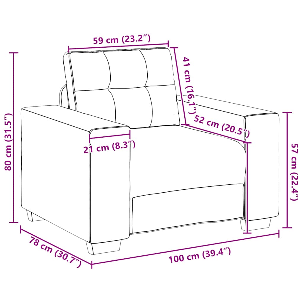 Sessel Gelb 60 cm Samt