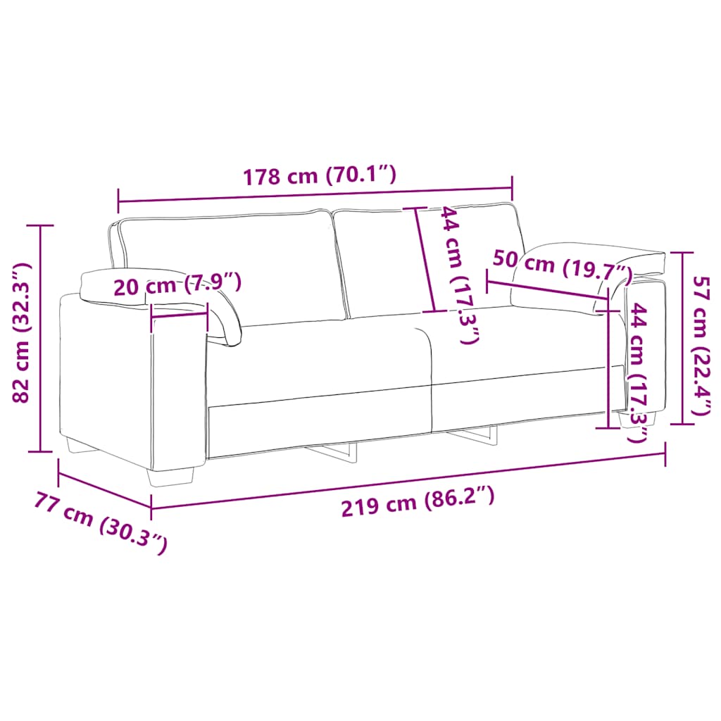 3-Sitzer-Sofa Gelb 178 cm Samt