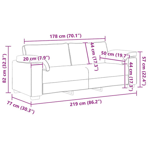 3-Sitzer-Sofa Gelb 178 cm Samt