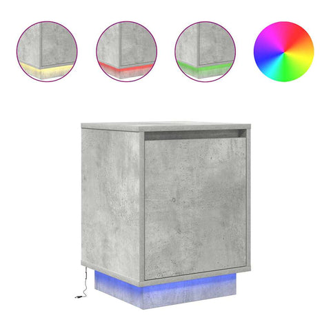 Nachttisch mit LED-Leuchten Betongrau 38x34x50 cm