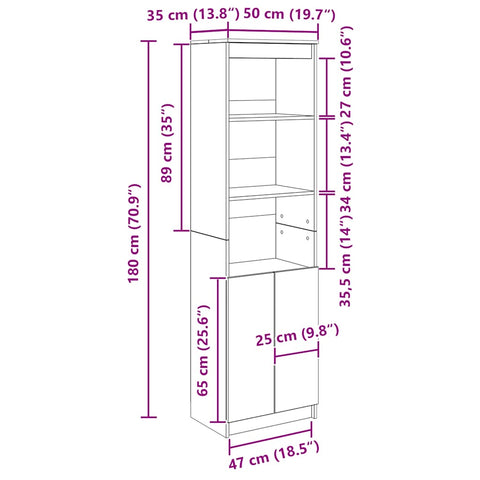 Highboard Artisan-Eiche 50x35x180 cm Holzwerkstoff