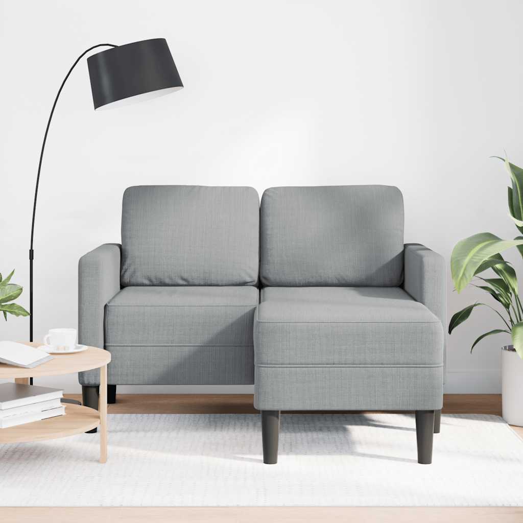 2-Sitzer-Sofa mit Chaiselongue L-Form Hellgrau 125 cm Stoff