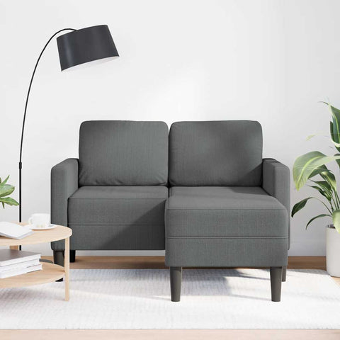 2-Sitzer-Sofa mit Chaiselongue L-Form Dunkelgrau 125 cm Stoff