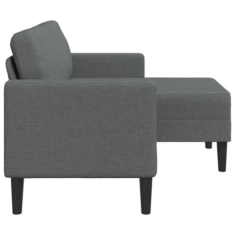 2-Sitzer-Sofa mit Chaiselongue L-Form Dunkelgrau 125 cm Stoff