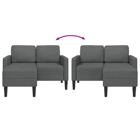 2-Sitzer-Sofa mit Chaiselongue L-Form Dunkelgrau 125 cm Stoff