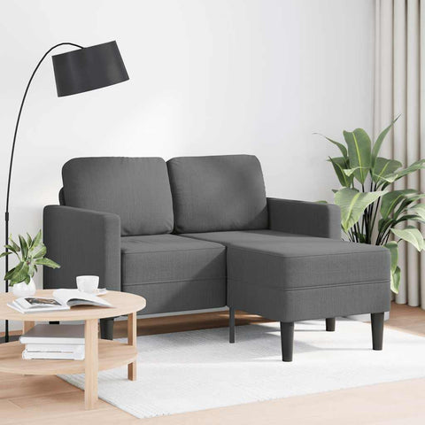 2-Sitzer-Sofa mit Chaiselongue L-Form Dunkelgrau 125 cm Stoff