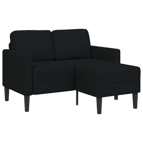 2-Sitzer-Sofa mit Chaiselongue L-Form Schwarz 125 cm Stoff