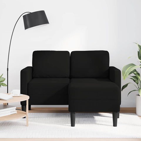 2-Sitzer-Sofa mit Chaiselongue L-Form Schwarz 125 cm Stoff