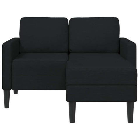 2-Sitzer-Sofa mit Chaiselongue L-Form Schwarz 125 cm Stoff