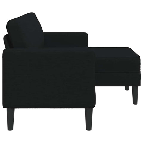 2-Sitzer-Sofa mit Chaiselongue L-Form Schwarz 125 cm Stoff