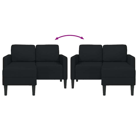 2-Sitzer-Sofa mit Chaiselongue L-Form Schwarz 125 cm Stoff