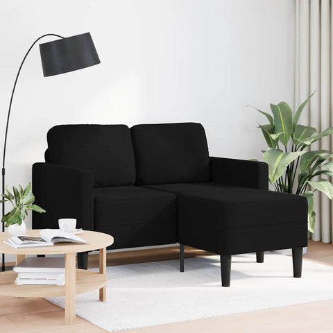 2-Sitzer-Sofa mit Chaiselongue L-Form Schwarz 125 cm Stoff