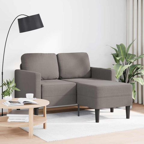 2-Sitzer-Sofa mit Chaiselongue L-Form Taupe 125 cm Stoff