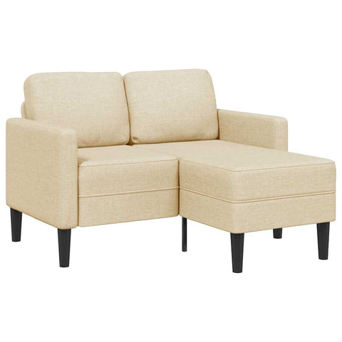 2-Sitzer-Sofa mit Chaiselongue L-Form Creme 125 cm Stoff