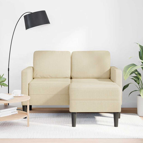 2-Sitzer-Sofa mit Chaiselongue L-Form Creme 125 cm Stoff