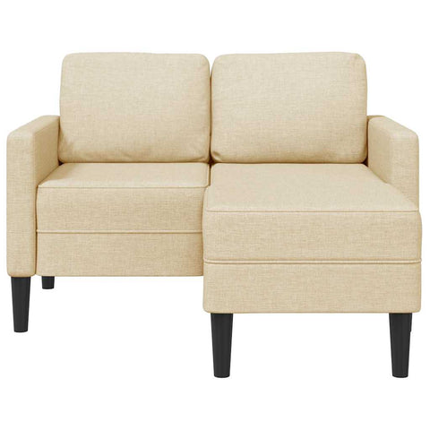 2-Sitzer-Sofa mit Chaiselongue L-Form Creme 125 cm Stoff