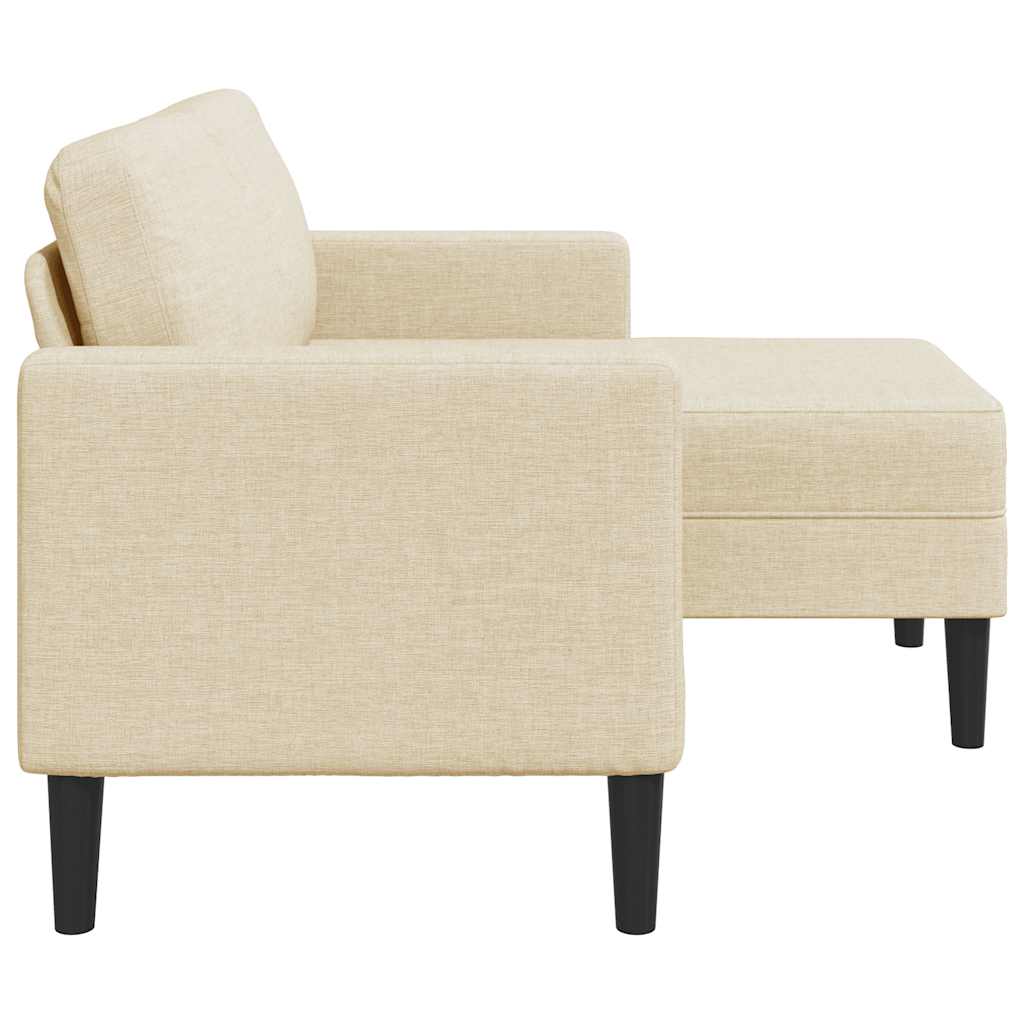 2-Sitzer-Sofa mit Chaiselongue L-Form Creme 125 cm Stoff