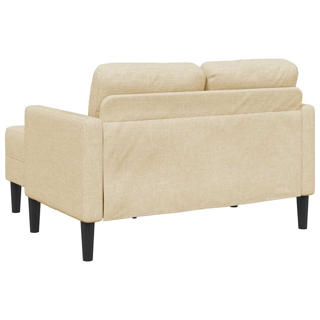 2-Sitzer-Sofa mit Chaiselongue L-Form Creme 125 cm Stoff