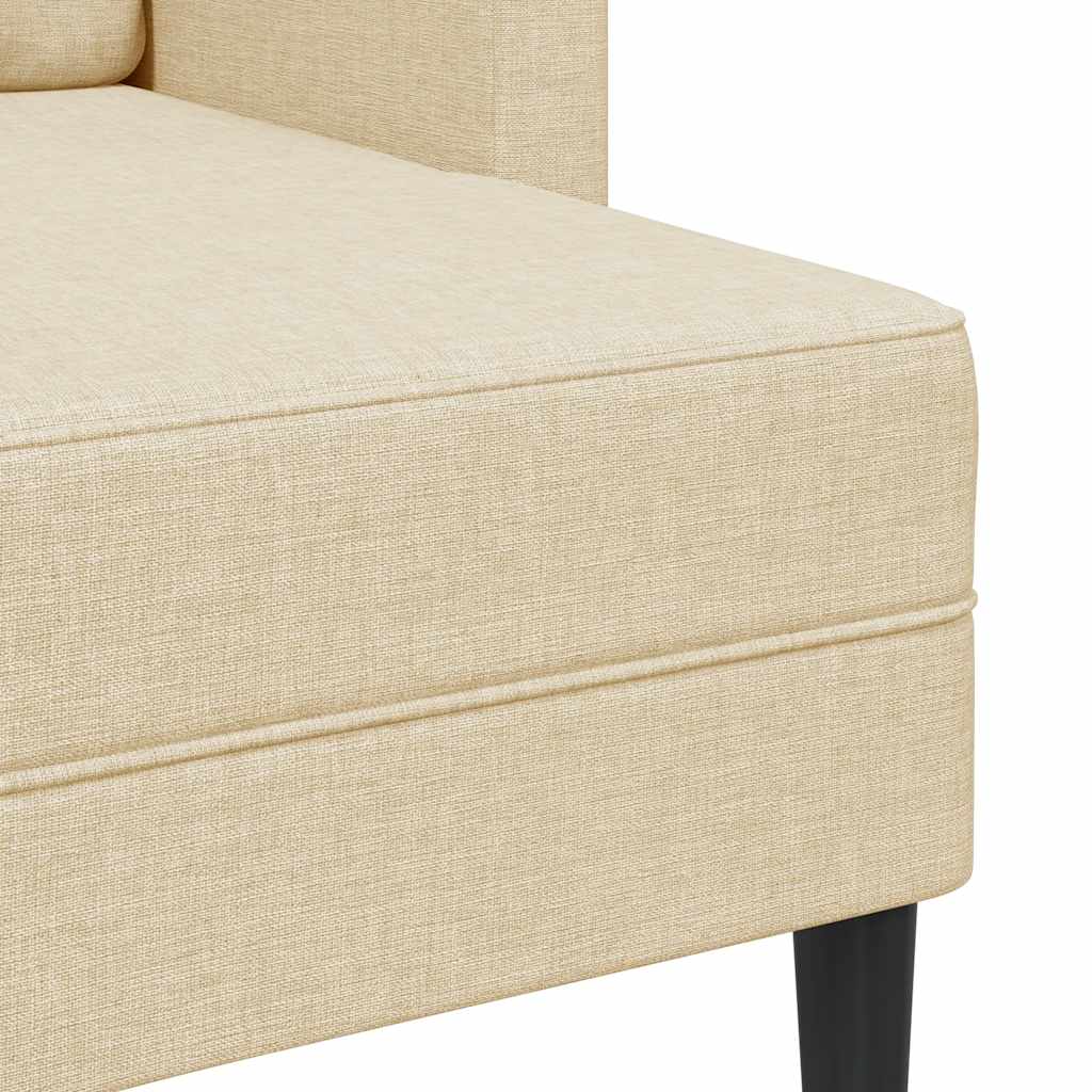 2-Sitzer-Sofa mit Chaiselongue L-Form Creme 125 cm Stoff