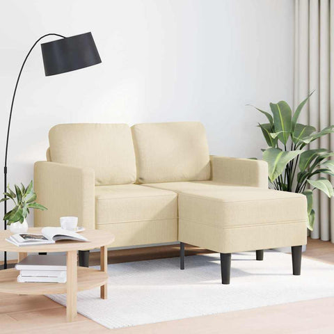 2-Sitzer-Sofa mit Chaiselongue L-Form Creme 125 cm Stoff