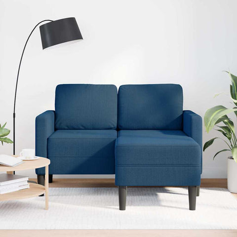 2-Sitzer-Sofa mit Chaiselongue L-Form Blau 125 cm Stoff