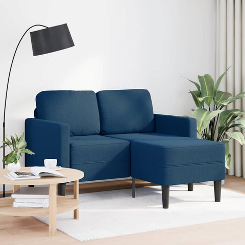 2-Sitzer-Sofa mit Chaiselongue L-Form Blau 125 cm Stoff