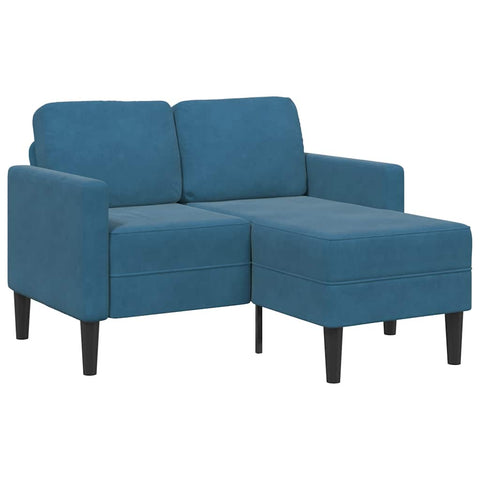 2-Sitzer-Sofa mit Chaiselongue L-Form Blau 125 cm Samt