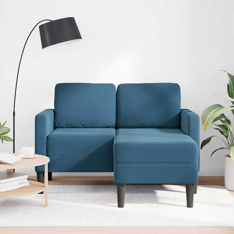 2-Sitzer-Sofa mit Chaiselongue L-Form Blau 125 cm Samt