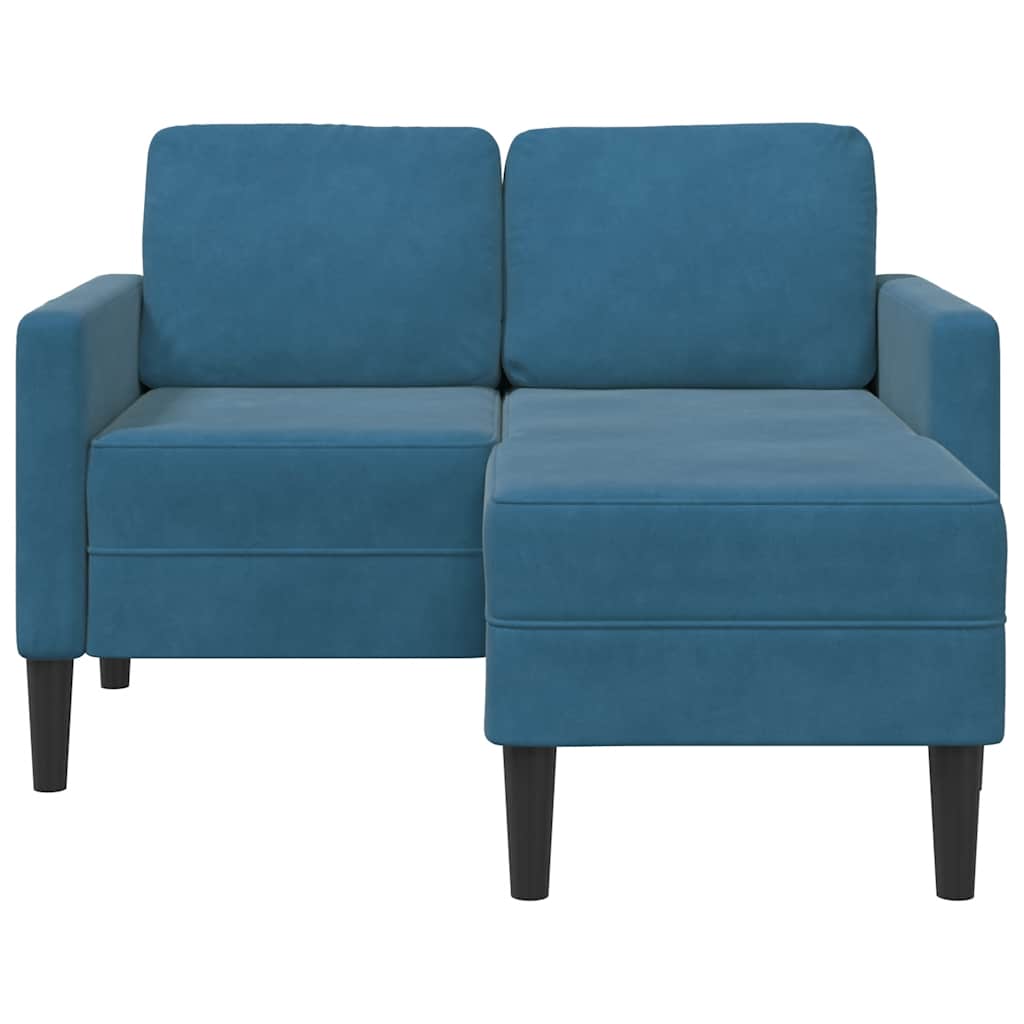 2-Sitzer-Sofa mit Chaiselongue L-Form Blau 125 cm Samt