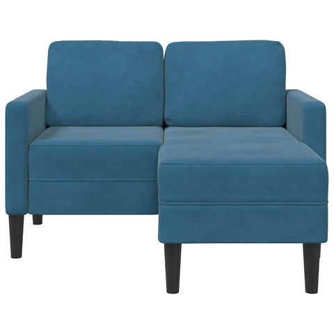 2-Sitzer-Sofa mit Chaiselongue L-Form Blau 125 cm Samt