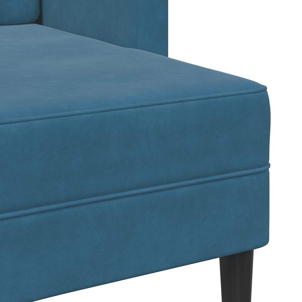 2-Sitzer-Sofa mit Chaiselongue L-Form Blau 125 cm Samt