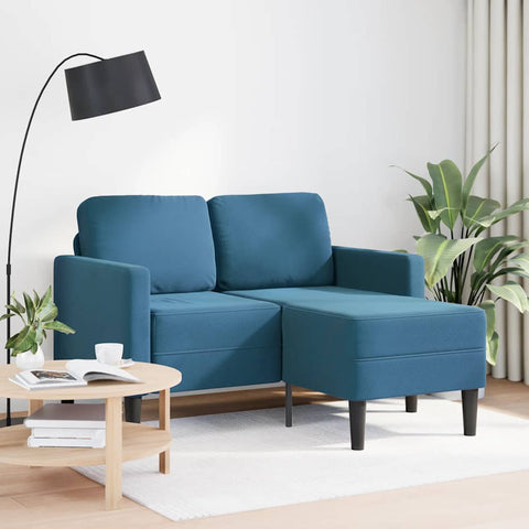 2-Sitzer-Sofa mit Chaiselongue L-Form Blau 125 cm Samt