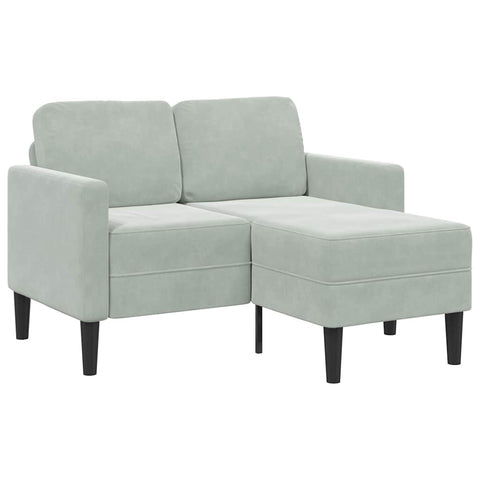 2-Sitzer-Sofa mit Chaiselongue L-Form Hellgrau 125 cm Samt