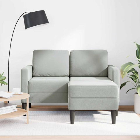 2-Sitzer-Sofa mit Chaiselongue L-Form Hellgrau 125 cm Samt