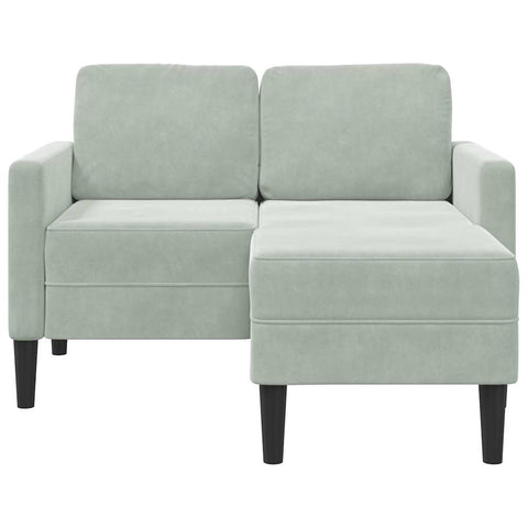 2-Sitzer-Sofa mit Chaiselongue L-Form Hellgrau 125 cm Samt