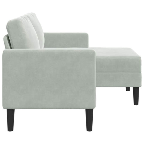 2-Sitzer-Sofa mit Chaiselongue L-Form Hellgrau 125 cm Samt