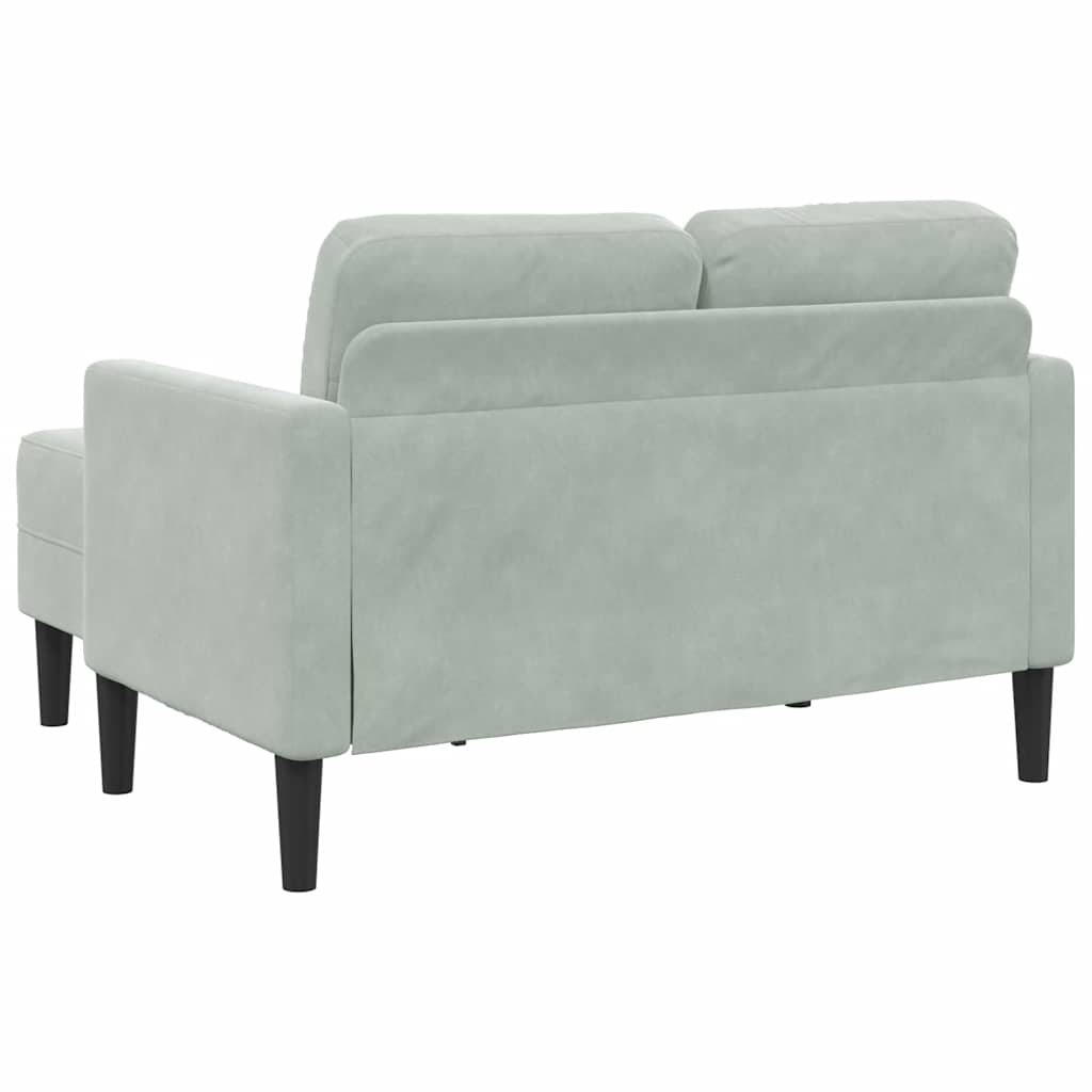 2-Sitzer-Sofa mit Chaiselongue L-Form Hellgrau 125 cm Samt