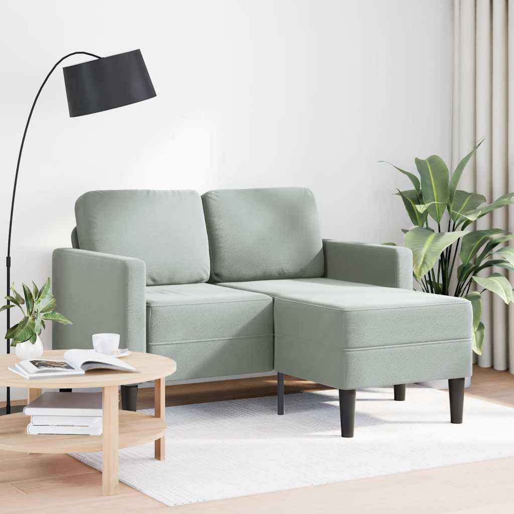 2-Sitzer-Sofa mit Chaiselongue L-Form Hellgrau 125 cm Samt