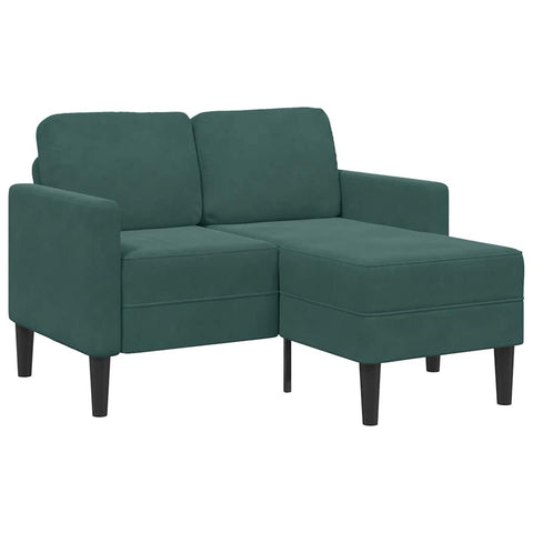 2-Sitzer-Sofa mit Chaiselongue L-Form Dunkelgrün 125 cm Samt